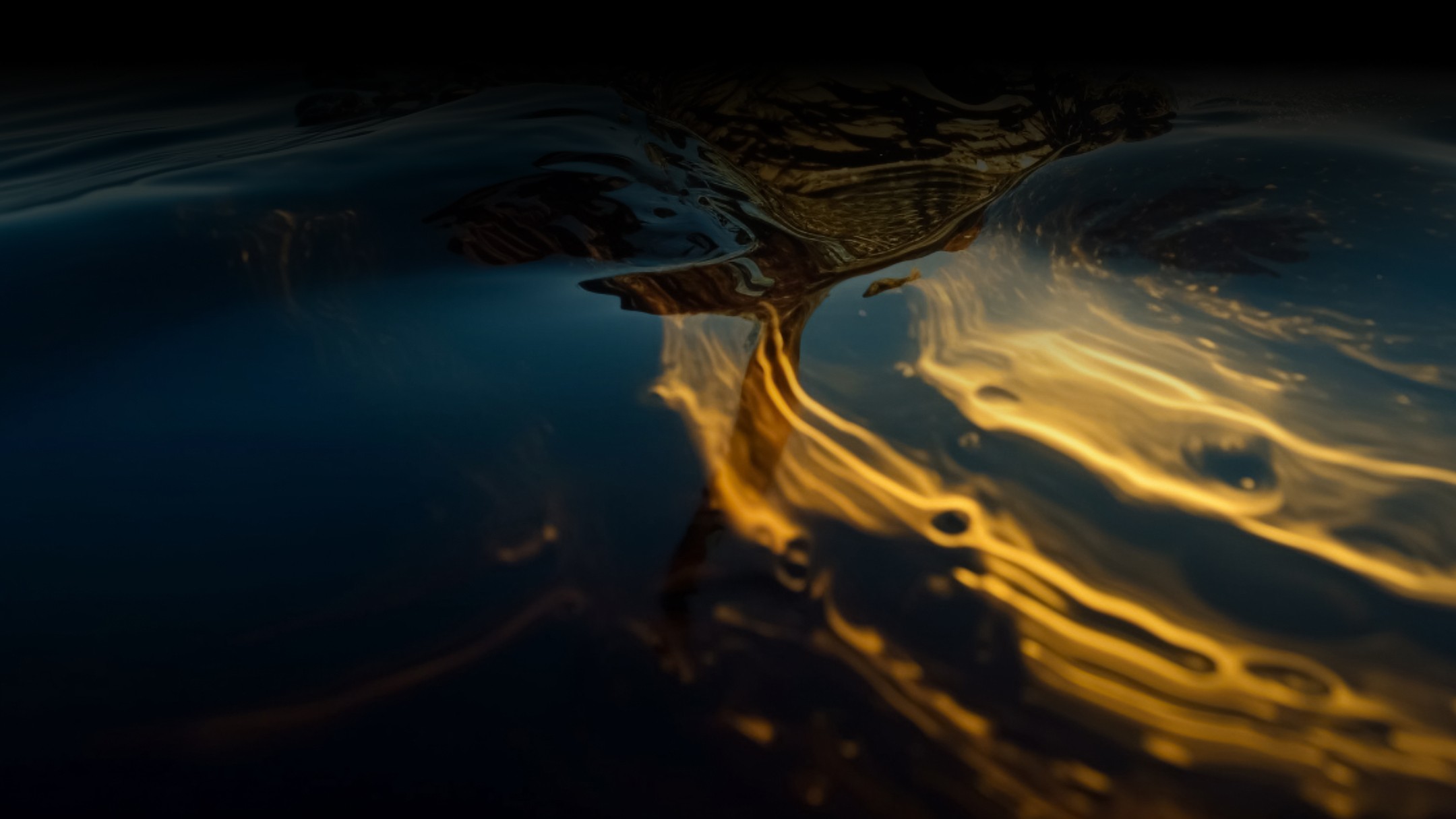 Oil pollution in water, created with Generative AI technology